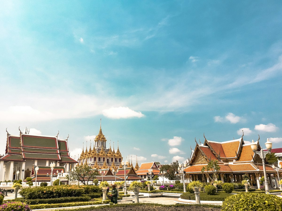 A traditional temple complex in Bangkok, Thailand